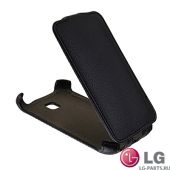 Чехол для LG E435 (Optimus L3 II Dual) флип кожзам №1 <черный>