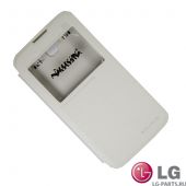 Чехол для LG K130E (K4 LTE) флип боковой пластик-кожзам с окошком Nillkin Sparkle <белый>